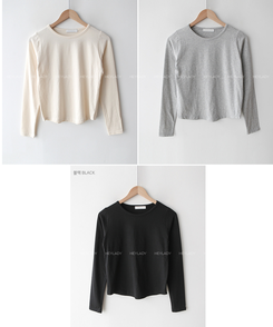 シンプルラウンド長袖Tシャツ