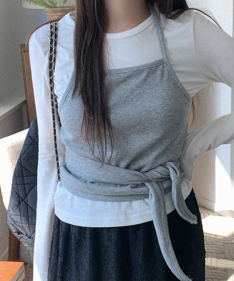 シンプルラウンド長袖Tシャツ IVORY