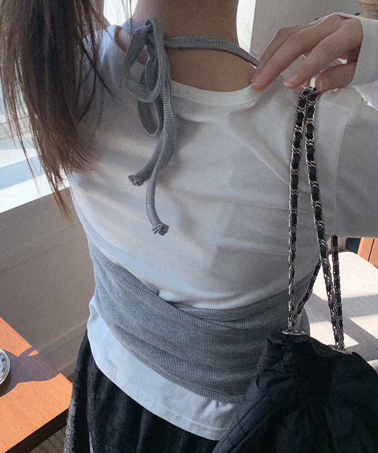 シンプルラウンド長袖Tシャツ IVORY