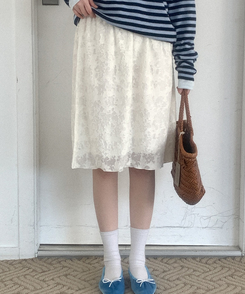 テンセルフラワーミディスカート IVORY