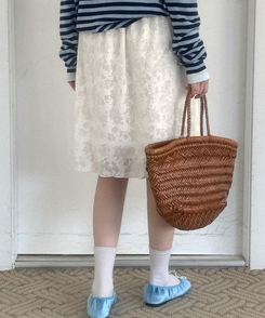 テンセルフラワーミディスカート IVORY