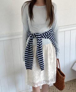 テンセルフラワーミディスカート IVORY