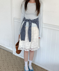 テンセルフラワーミディスカート IVORY