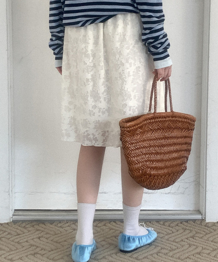 テンセルフラワーミディスカート IVORY