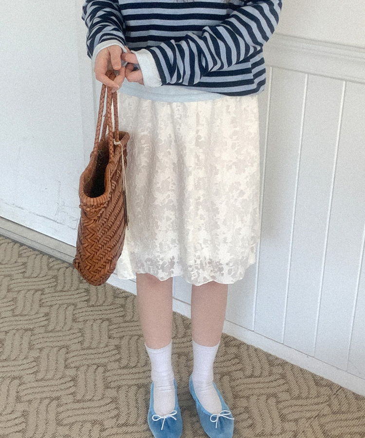 テンセルフラワーミディスカート IVORY