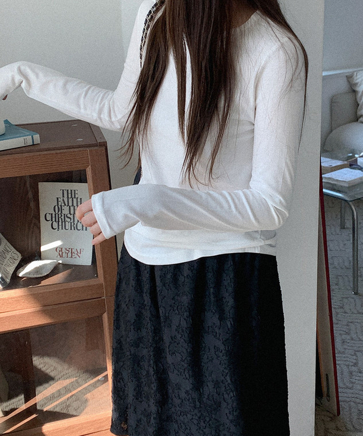 テンセルフラワーミディスカート BLACK