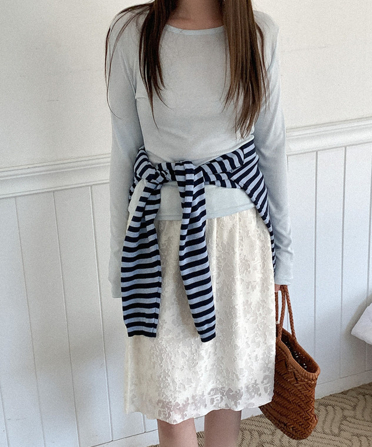 テンセルフラワーミディスカート IVORY