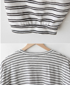 コットンボーダーボックス長袖Tシャツ