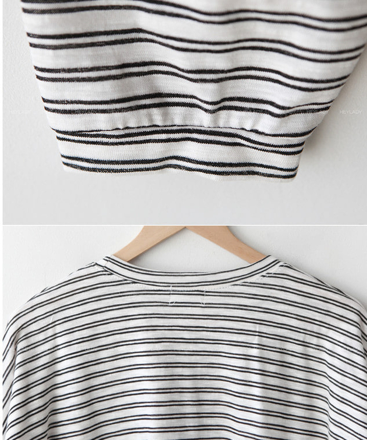 コットンボーダーボックス長袖Tシャツ