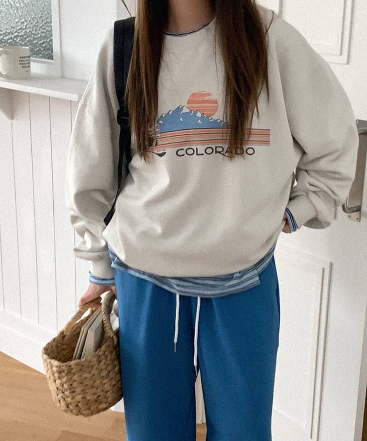 コットンワイドバンディングパンツ BLUE