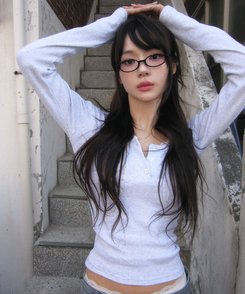 ヘンリーネックパンチングTシャツ MELANGE WHITE