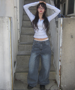 ヘンリーネックパンチングTシャツ MELANGE WHITE