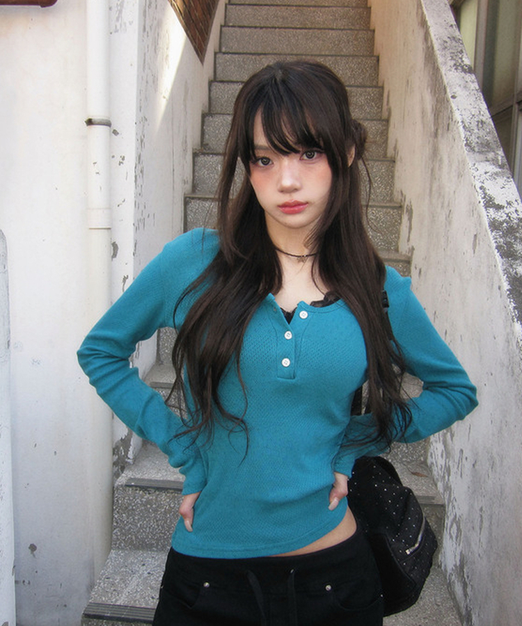 ヘンリーネックパンチングTシャツ TILLGREEN