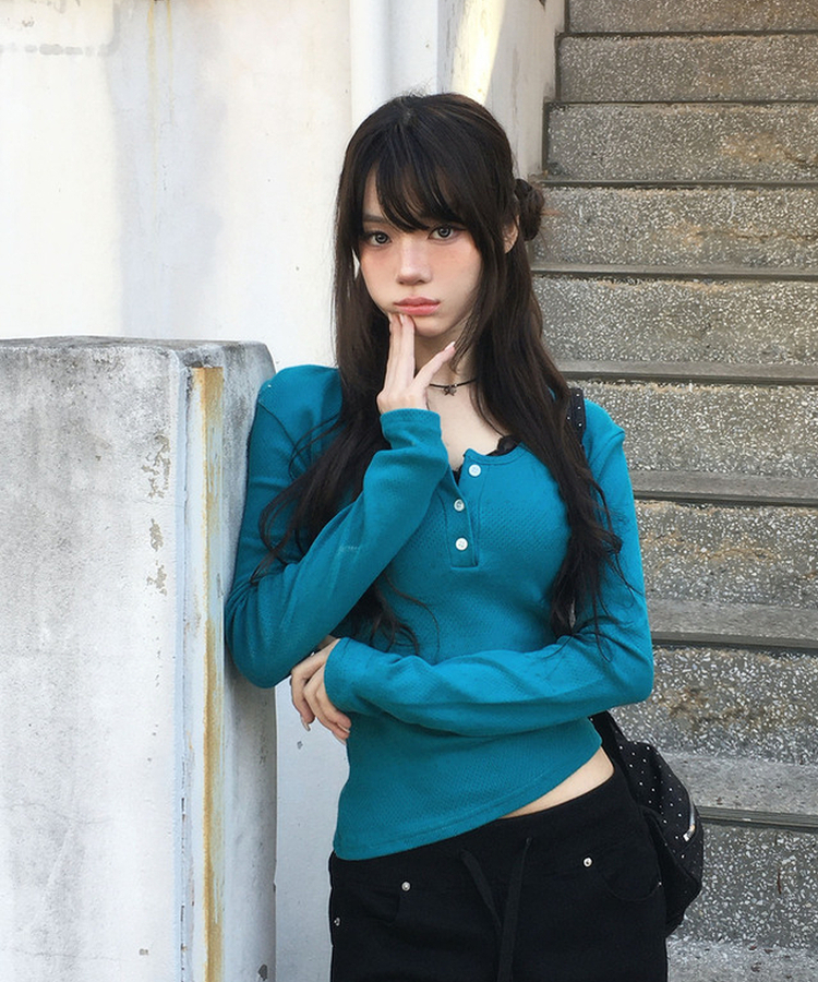 ヘンリーネックパンチングTシャツ TILLGREEN