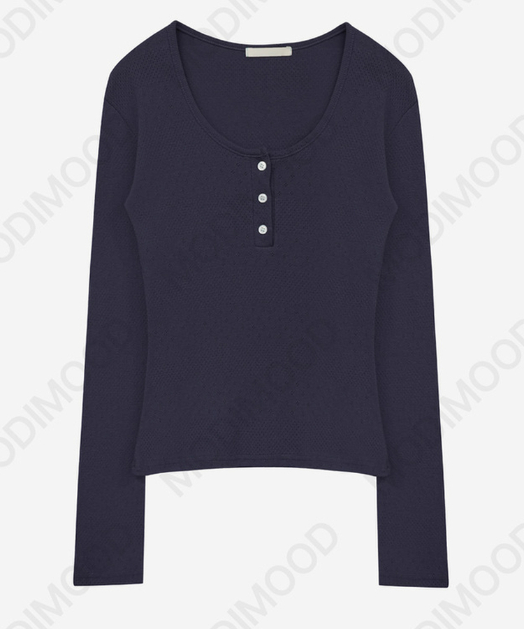 ヘンリーネックパンチングTシャツ