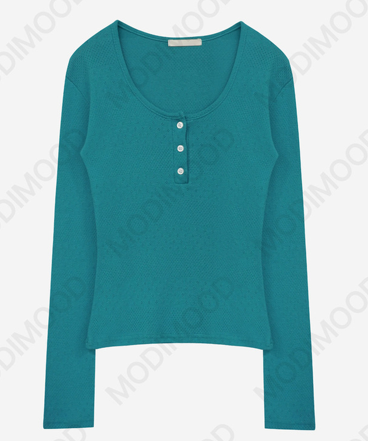 ヘンリーネックパンチングTシャツ