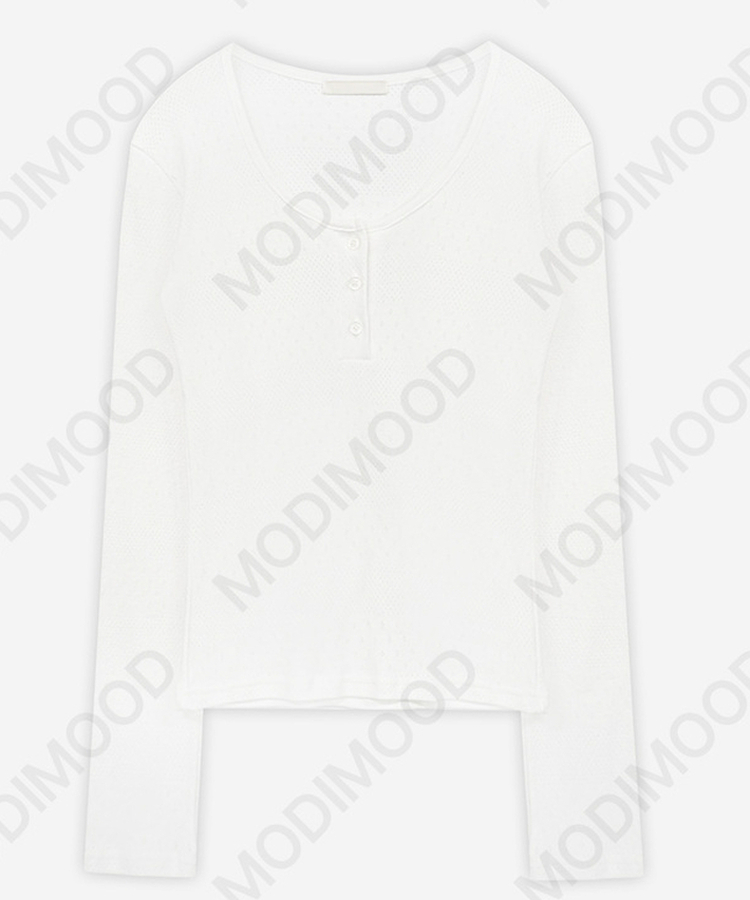 ヘンリーネックパンチングTシャツ