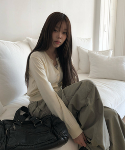 シンプルベーシックニットカーディガン(9color) CREAM