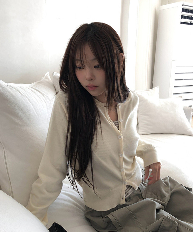 シンプルベーシックニットカーディガン(9color) CREAM