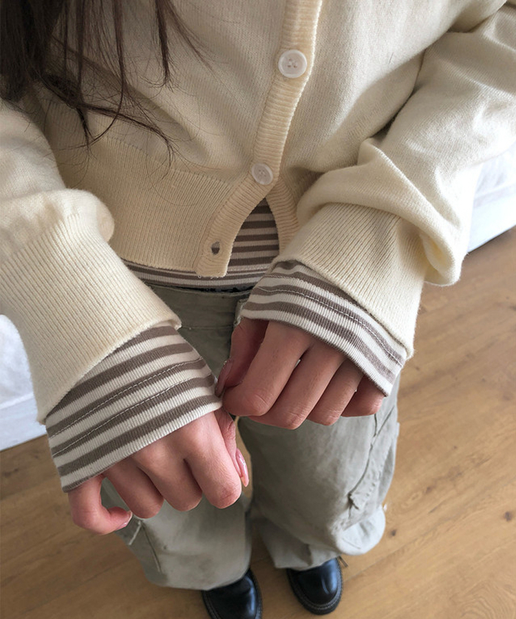 シンプルベーシックニットカーディガン(9color) CREAM