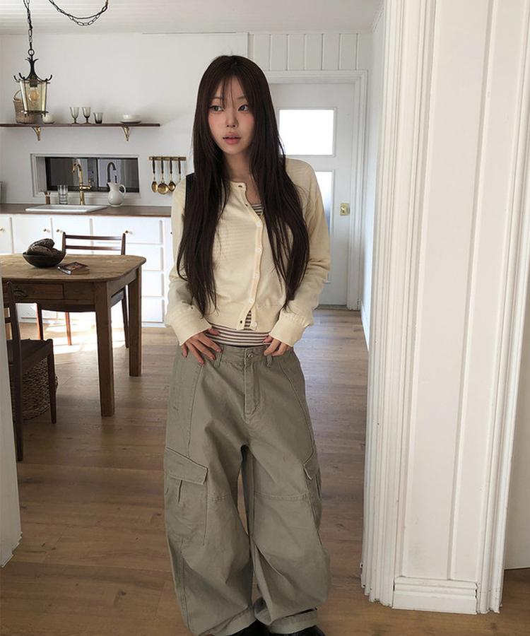 シンプルベーシックニットカーディガン(9color) CREAM