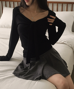 アンジェラリボン長袖Tシャツ BLACK