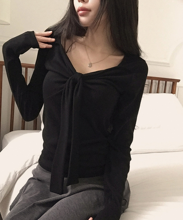 アンジェラリボン長袖Tシャツ BLACK