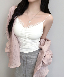 【カップ付き】シアリングレースキャミソール IVORY