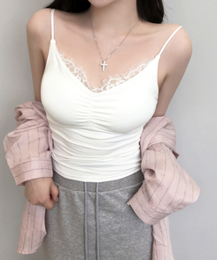 【カップ付き】シアリングレースキャミソール IVORY