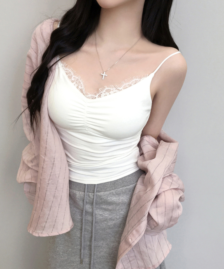 【カップ付き】シアリングレースキャミソール IVORY