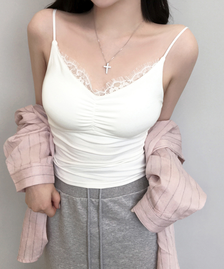 【カップ付き】シアリングレースキャミソール IVORY