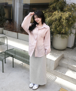 マキシウエストバンドロングスカート(5color) GREY