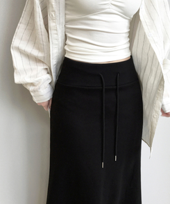 マキシウエストバンドロングスカート(5color) BLACK