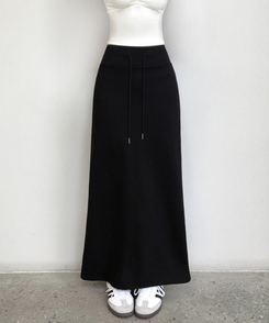 マキシウエストバンドロングスカート(5color) BLACK