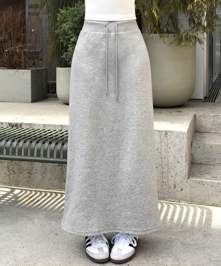 マキシウエストバンドロングスカート(5color) GREY