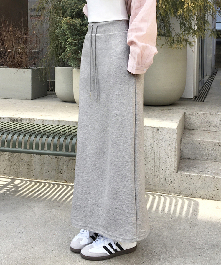 マキシウエストバンドロングスカート(5color) GREY