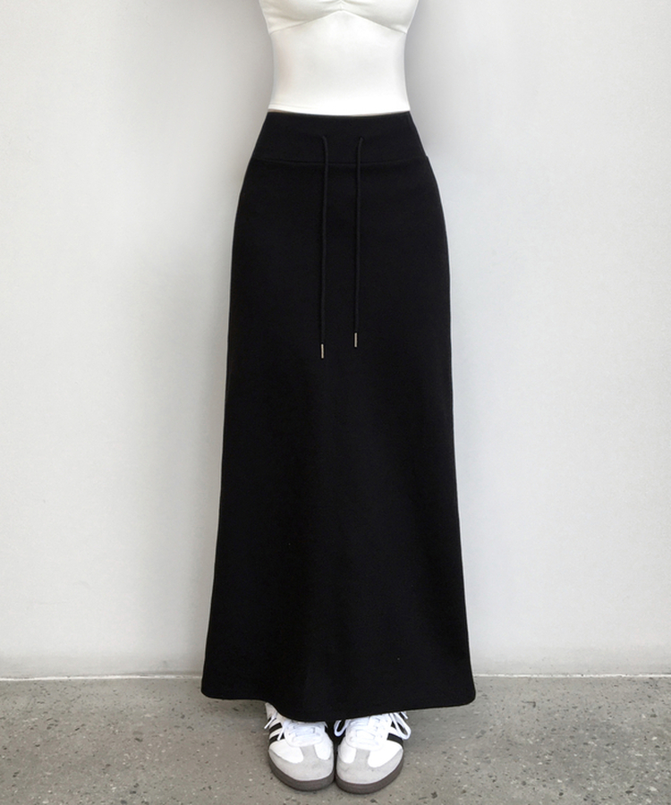 マキシウエストバンドロングスカート(5color) BLACK