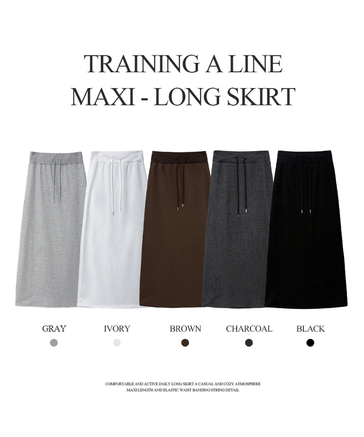 マキシウエストバンドロングスカート(5color)