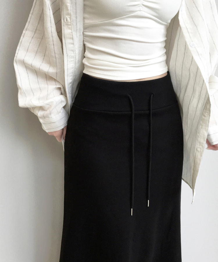 マキシウエストバンドロングスカート(5color) BLACK
