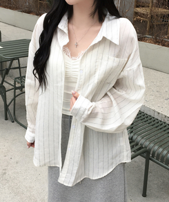 ストライプリネンシャツ IVORY