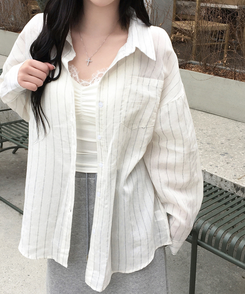 ストライプリネンシャツ IVORY