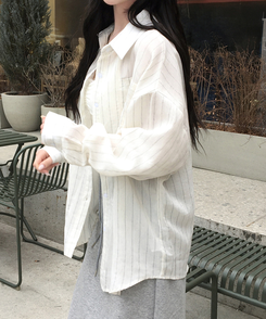 ストライプリネンシャツ IVORY