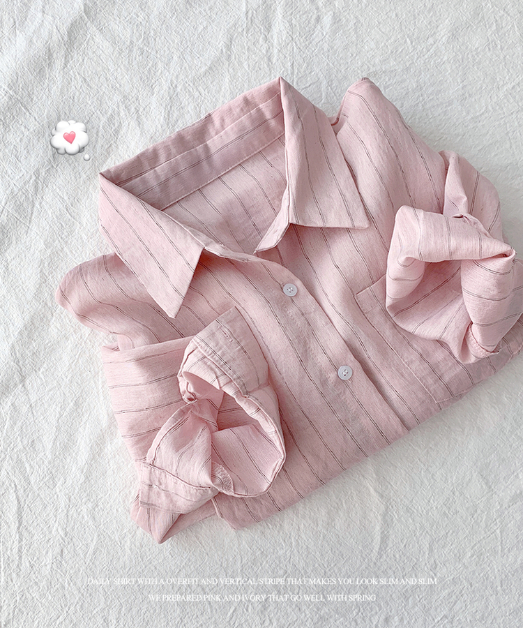 ストライプリネンシャツ