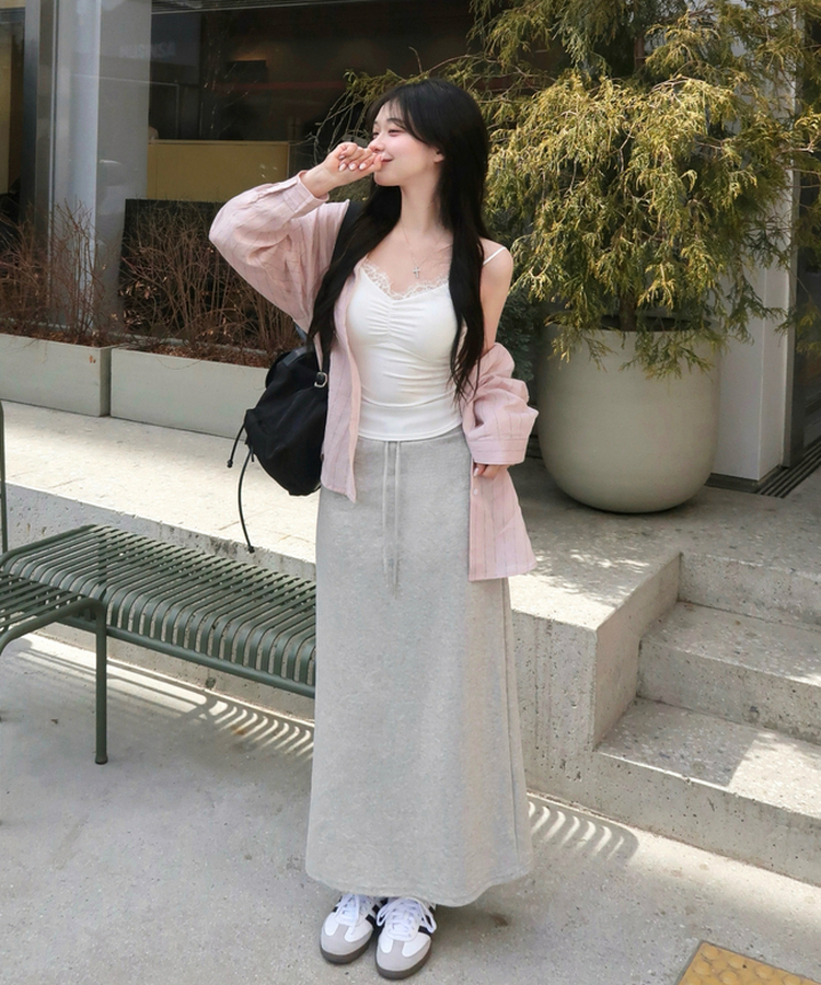 ストライプリネンシャツ PINK