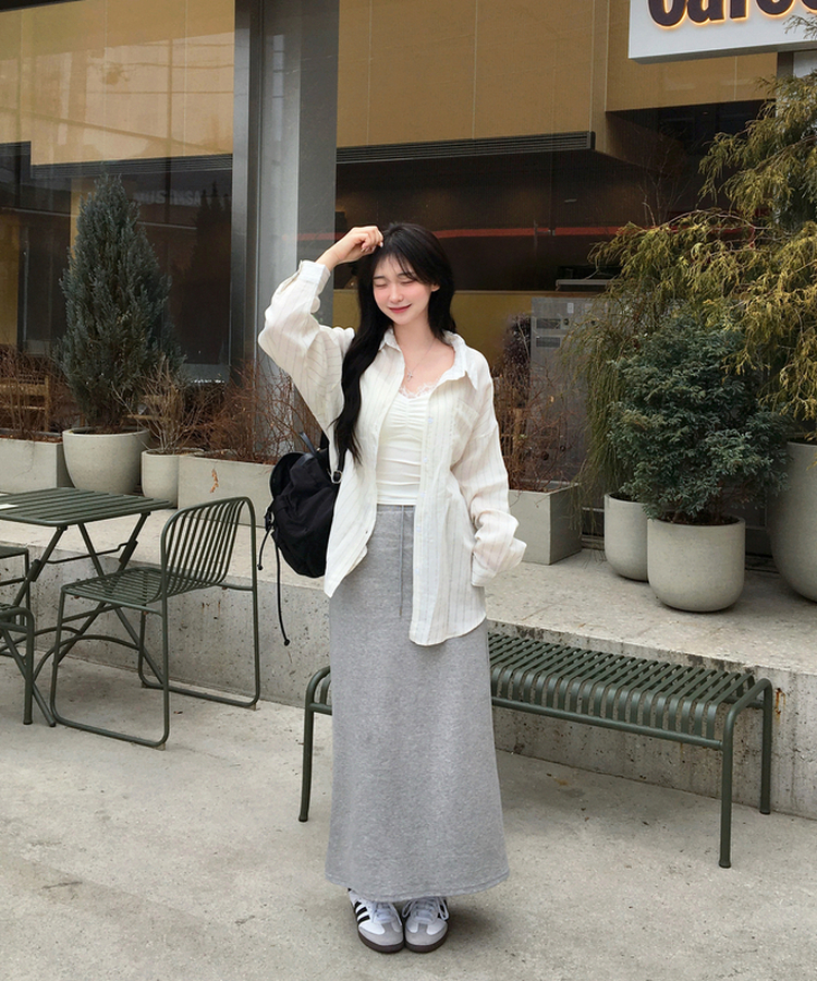 ストライプリネンシャツ IVORY