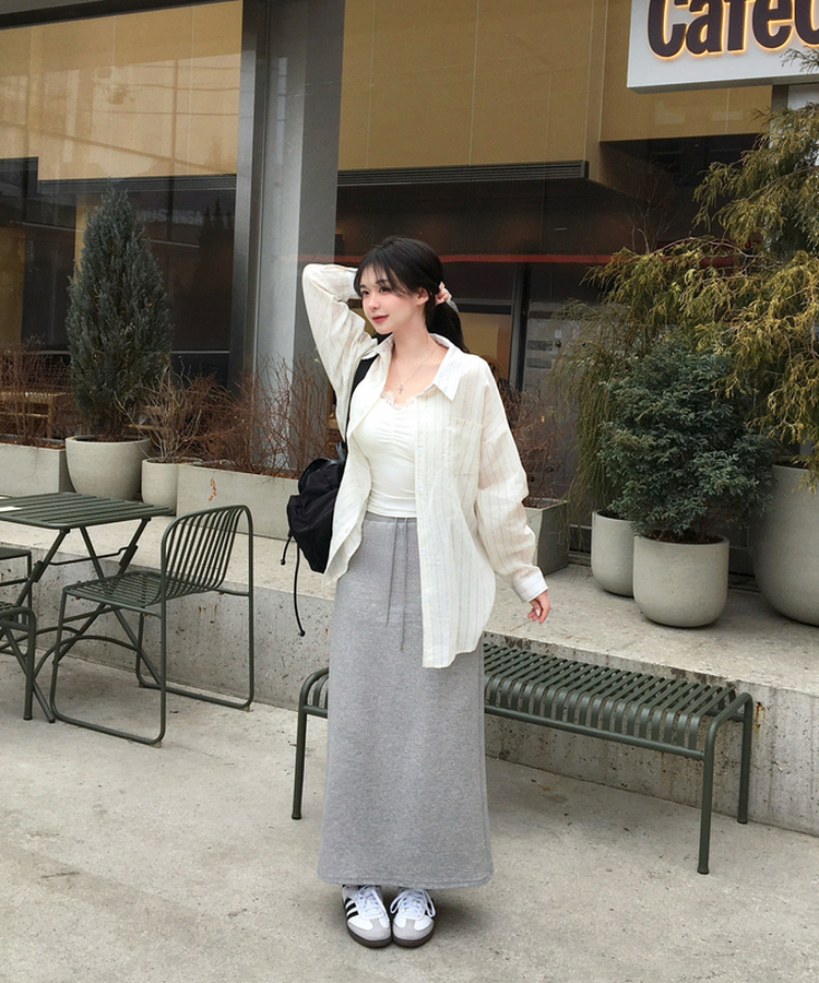 ストライプリネンシャツ IVORY