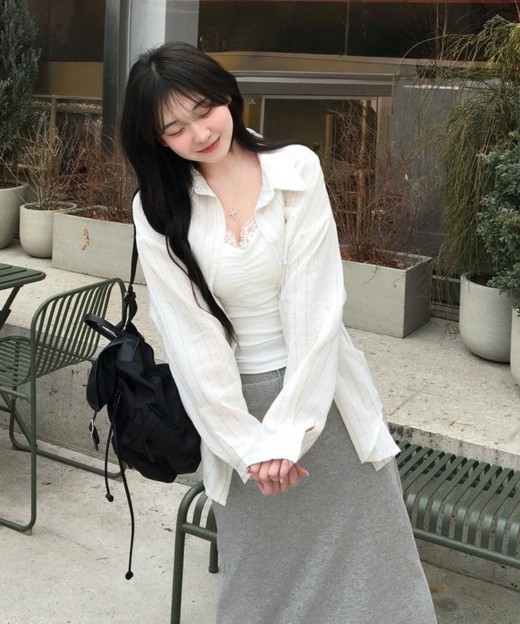 ストライプリネンシャツ IVORY