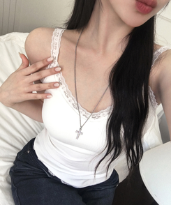 【カップ付き】レースキャミソール WHITE