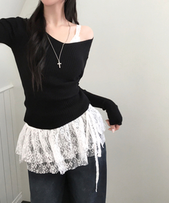 フラワーレーストラップスカート IVORY