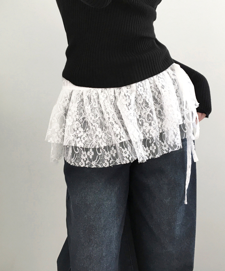 フラワーレーストラップスカート IVORY